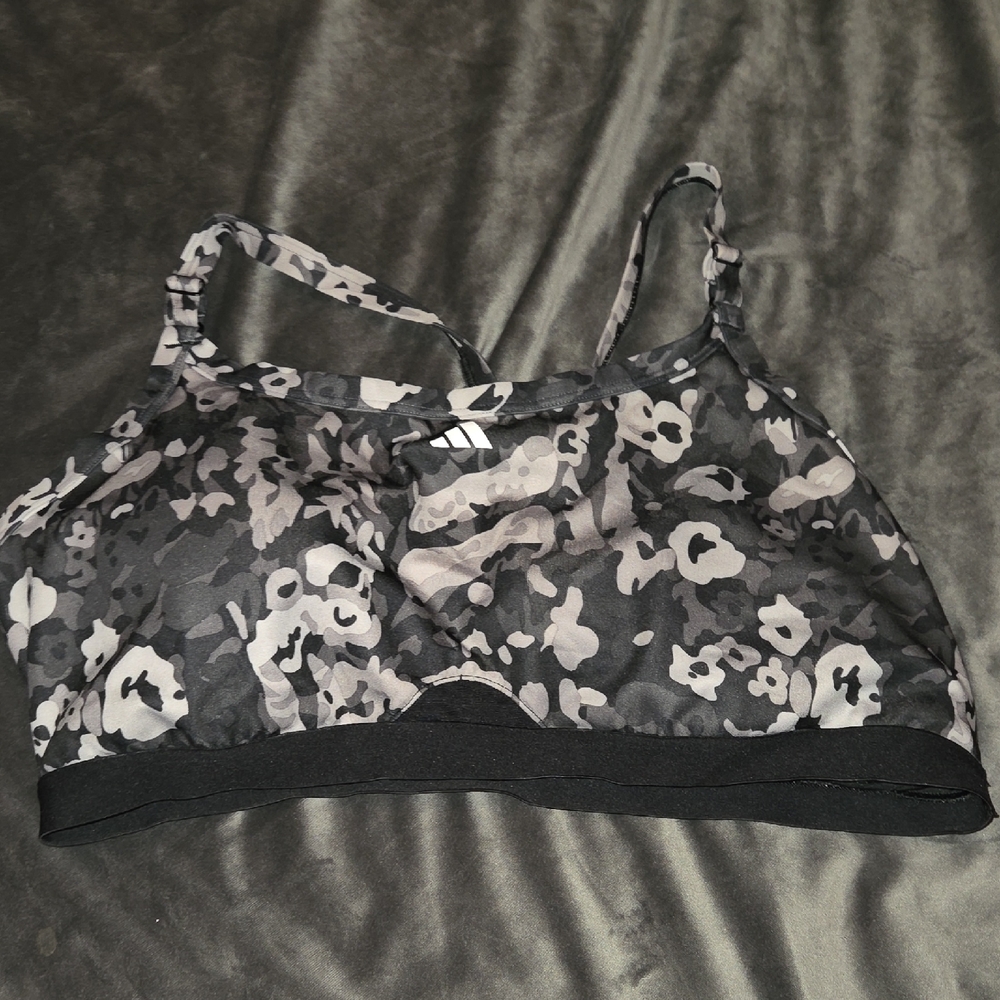 adidas Black & Gray Floral Camo Sports Bralette